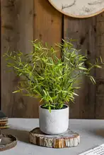 ミニ竹の葉の盆栽 偽の花 グリーン装飾 プラスチック ホーム オフィス