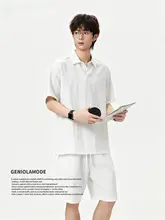 セットアップ メンズ 半袖 ショーツ リヨセル リネン 薄手 カジュアル トレンド 夏 「GENIOLAMODE」