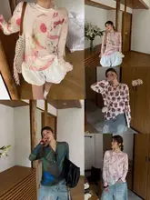 春夏用 タイダイ柄のデザイン 長袖Tシャツ【アイスシルク・メッシュ生地・UVカット】