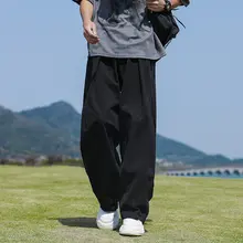 メンズ 春夏用 コットン製 水洗い パンツ【ワイドレッグ・ストレート・カジュアル】