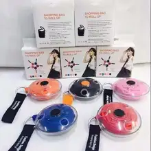 伸縮式折りたたみナイロンショッピングバッグ【再利用可能・ミニ円形・肩掛け収納】