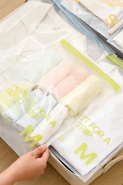 ポケット付き旅行用衣類収納袋【防水・下着・衣類・靴用仕分けバッグ】