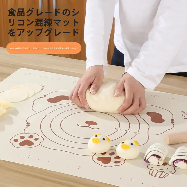 食品グレードのシリコン製 押し出しマット【滑り止め・キッチン用品】