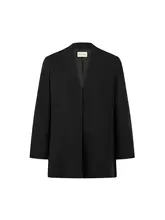 極上の柔らかさの三醋酸生地ジャケット【ノーカラー・ウエストシェイプ・シンプルデザイン】