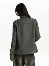 美式パンクスタイル 調節可能な金属ボタン付きワークジャケット【洗いざらし・フィットスタイル・ショート丈】