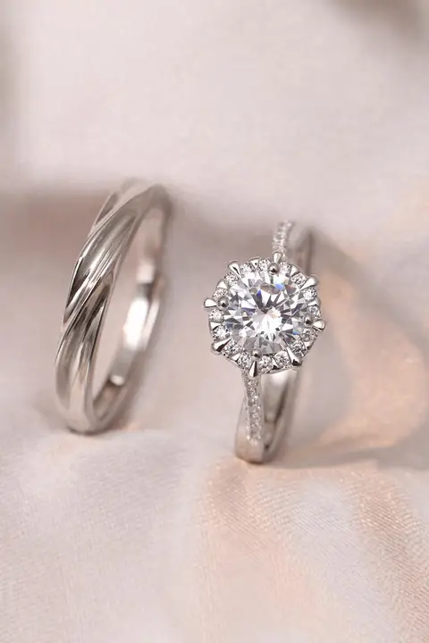 星織デザインのリアルな結婚指輪【男女兼用・手元調整可能・ウエディング用】（セットアップ対応）