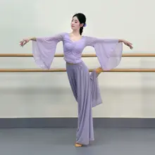 女性用 薄手紫色ダンスパンツ【中国舞・古典舞】