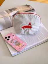 刺繍入り 旅行用洗面ポーチ【小型・家のデザイン】