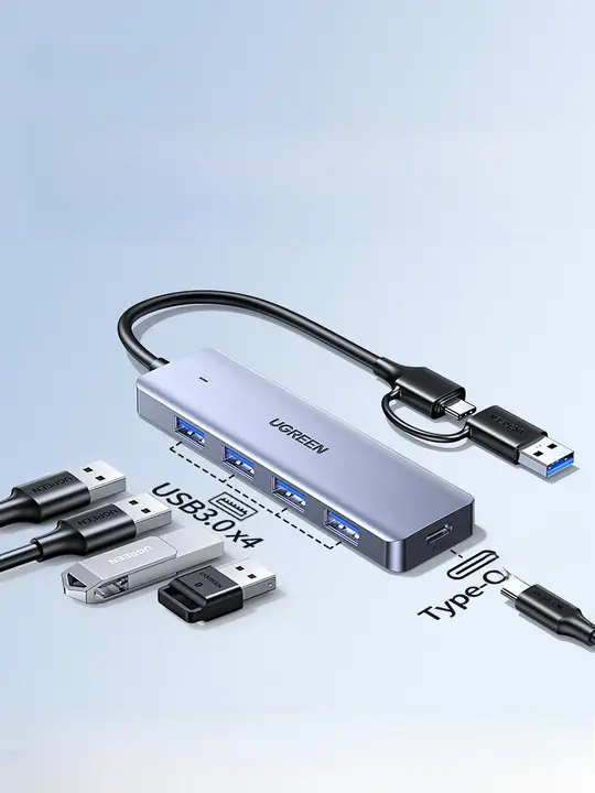 Type-Cハブ USB3.0 給電対応 4-in-1 拡張アダプタ 延長ケーブル ノートパソコン デスクトップ PC周辺機器