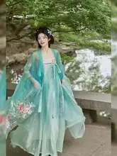 漢服 十二花神デザインの刺繍入りチュニックスタイル ドレス【春夏用・軽やかさ・豪華な刺繍】（セットアップ対応）