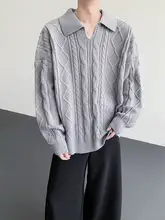 レトロ風ケーブル編みセーター【ユニセックス・フィット・ハイネック・厚手】