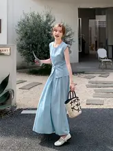 した雰囲気のノースリーブブラウスとスカート【女性用・夏用・上品なシルエット・（セットアップ対応）】