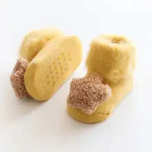 秋冬用 加厚フリース ベビーソックス【防滑設計・立体キャラクター・新生児用】