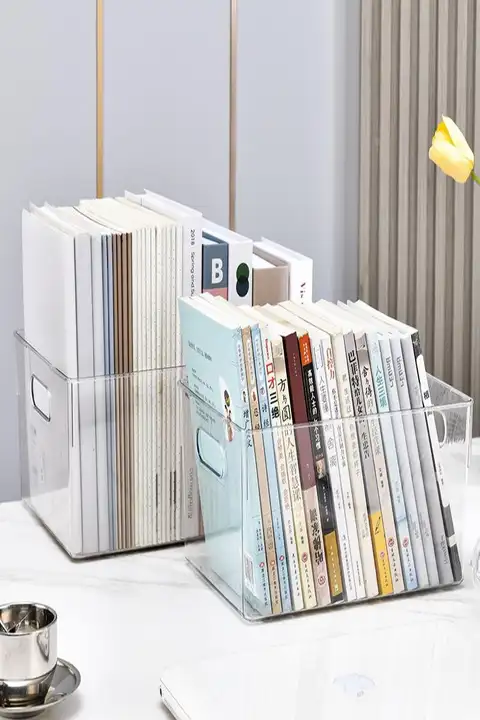 デスク用 透明書類収納ボックス【文房具整理・プラスチック製】