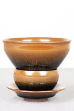 大直径 12cm 宋代スタイル 茶碗【建盞・うさぎ毛・束口】