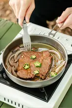 KEITH 軽量チタン製フライパン【無塗装・アウトドア対応・折り畳みハンドル】