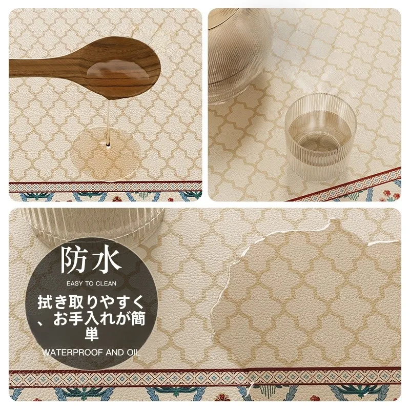 ラグ ダイニングの美式ビンテージスタイルマット：円形デザインと防水性能の実用性