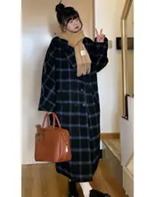 羊毛製 ヴィンテージチェック柄コート【秋冬用・中長丈・厚手】