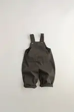 極上の柔らかさのコットン製子供用サロペットパンツ【春秋用・シンプルデザイン・ユニセックス】（セットアップ対応）