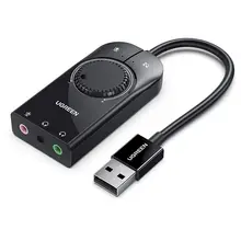 UGREEN USB外付けサウンドカード【デスクトップ・ノートパソコン用・オーディオ変換器・ヘッドフォンマイク対応】