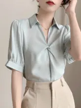 女性用 薄手半袖シャツ【夏用・フレンチスタイル・ビジネスウェア】