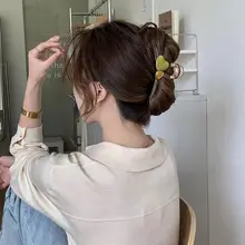 大判アクリル製 ハート型ヘアクリップ【後頭部用・シュシュクリップ・秋用】