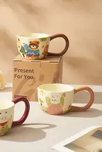 かわいいデザインのマグカップ【陶製・カートゥーン・オフィス用・家庭用】