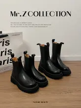 本革製 チェルシー風 マーチンブーツ【厚底・ショートブーツ・春秋用】