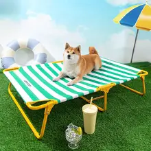 春夏用 クラシックストライプデザインの犬用ベッド【中型・大型犬対応】