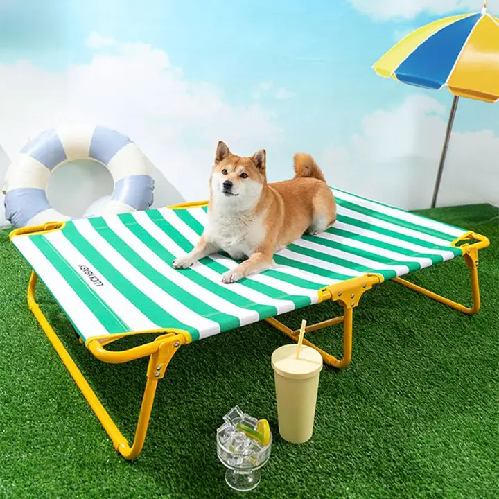 春夏用 クラシックストライプデザインの犬用ベッド【中型・大型犬対応】