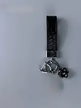 陶器製チップデザインの車用キーホルダー【真皮ストラップ・カップル用】