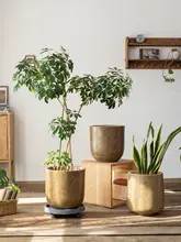 レトロデザインのマグネシウム粘土製花盆【大口径・緑植物用・リビング・バルコニー・落地飾り】