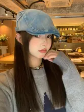 レトロデニムキャップ【洗い加工・秋用・フラットブリム・女性用】