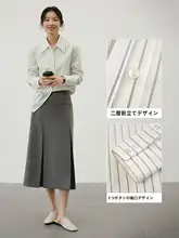 ストライプシャツ 女性 秋の カジュアル ゆったり 襟付き