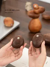黒胡桃木製のバランスストーンアート【ナチュラル風・癒し系・抽象デザイン】