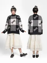 PINKDOG 粉狗家 レディース 秋冬用 厚手 ルーズフィット クルーネック 長袖セーター【保温・かわいいリボンデザイン】