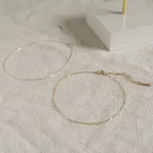 14Kゴールドプレート 極細アンクレット【シンプル・純銀・錆びにくい】