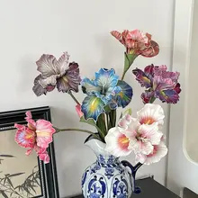 アイリス風シルクフラワーアレンジメント【テーブル装飾用・ダブルヘッド・花束スタイル】