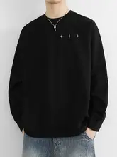 純綿製 長袖 メンズTシャツ【刺繍デザイン・春秋用・シンプルカラー】