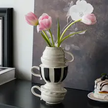 高級感のあるデザイン！スタッキングフラワーベース【創意的な中古風・インテリア装飾用】