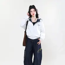 AONW ストライプデザイン フード付きカーディガン【秋冬用・チェック柄・ゆったりタイプ】