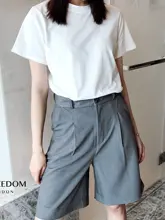 カジュアルなストレートフィットのハーフパンツ【女性用・スタイル・ウエストゴム】