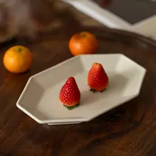 黒い八角形の長皿【和風・手作り・食器・デザートトレー】