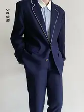 学院風ブルーのスーツ【男子用・秋冬・演出用・四点セット対応】