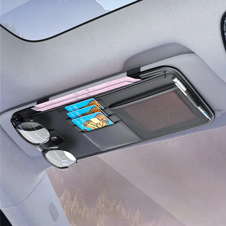サンシェード収納ポケット【運転席用・メガネホルダー付き・多機能小物入れ】（セットアップ対応）