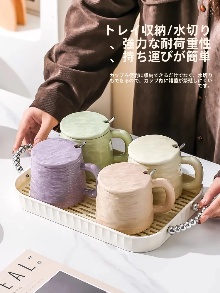 かわいいデザインの陶器製マグカップ：高級感と実用性を両立した家庭・オフィス向けセット