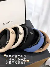 ベルト付きベレー帽【春秋用・ヴィンテージ風・黒色・ウール】【八角形・人気デザイン】