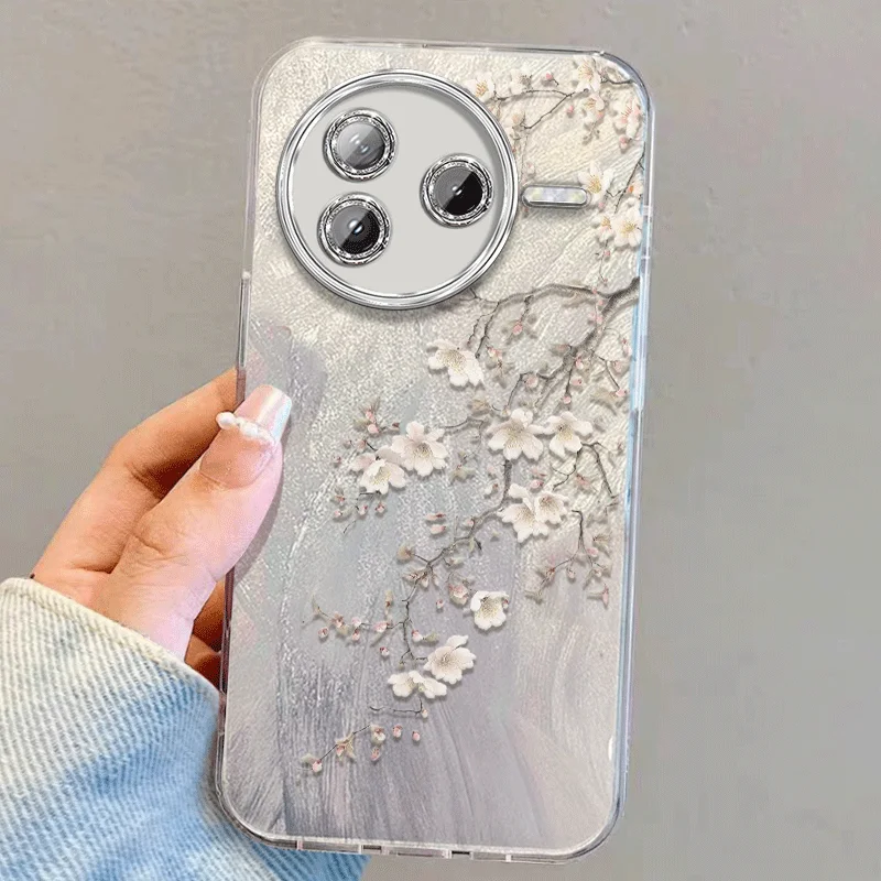 紅米K80用 シリコン製スマホケース【防衝撃・フラワーデザイン・薄型】