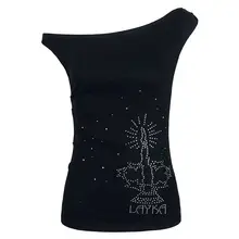 斜め肩デザインのストレッチTシャツ【フィット感・短袖・ブラック】