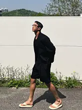 ブラックスーツ【夏用・薄手・イギリス風・ワイドフィット・ショートパンツ】（セットアップ対応）